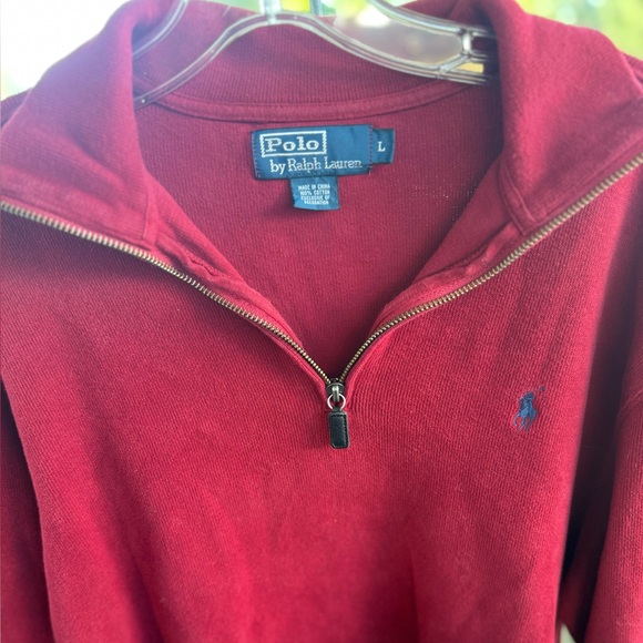 Ralph Lauren Burgundy Quarter-Zip Sweater - Picture 1 of 7